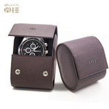 Customized Luxury Packaging Gift Matt Black PU Leather Single Roll Up Watch Storage Box Case