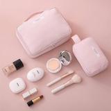 Custom Logo Pink Zipper Travel Beauty Cosmetic Case PU Purse Small Quilted Makeup Bag Travel Toiletr