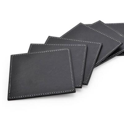 Luxury Sublimation PU Leather Coffee Tea Cup Pad Square Embossed Logo Leather Coaster Set