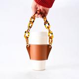 Custom Factory Price Reusable PU Tanned Leather Drink Cooler Cup Holder Coffee Sleeve