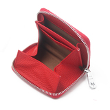 Custom Minimalist Red Zipper Credit Card Holder for Girl Business Leather Credit Card Holder Wallet
