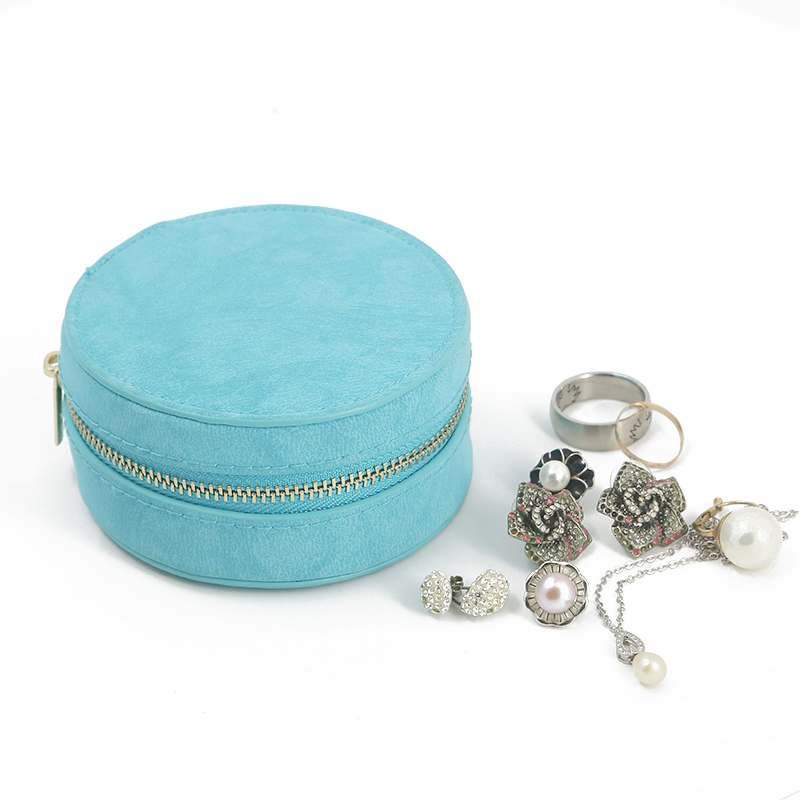 Custom Travel Jewelry Box Organizer Trays with Velvet Jewelry Display Tray Blue Storage Case Velvet