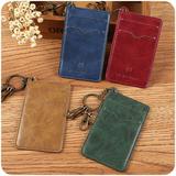 2023 Fashion Retro Men Women Leather Card Set Name Badge Pouch Card Holder Clutch Wallet with Key Ch
