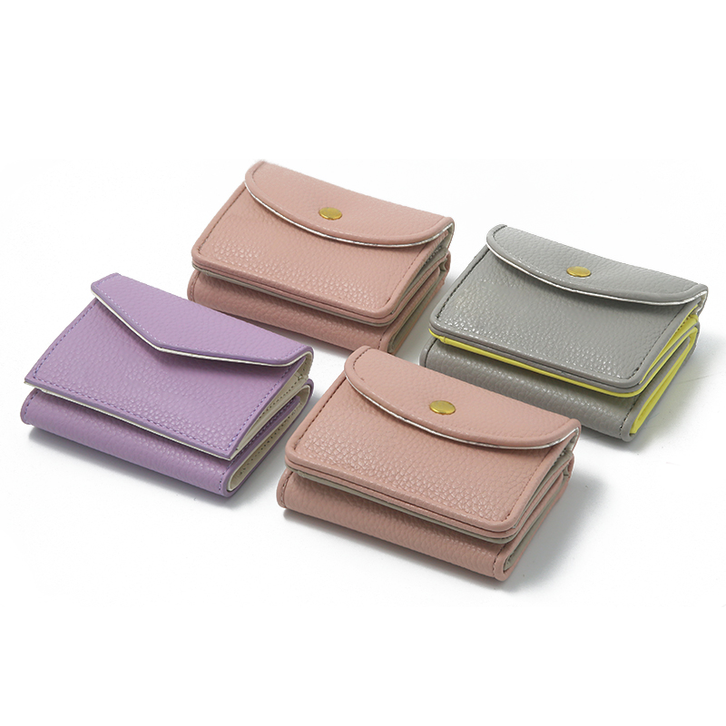 Custom Logo Designer Luxury PU Leather Credit Card Holder ladies wallets and Purses Pink Small Minim