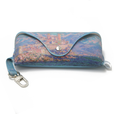 2023 New Fashion Wholesale Luxury Sunglass Cases Blue Luxury Custom Logo Leather Case Carrying Pouch