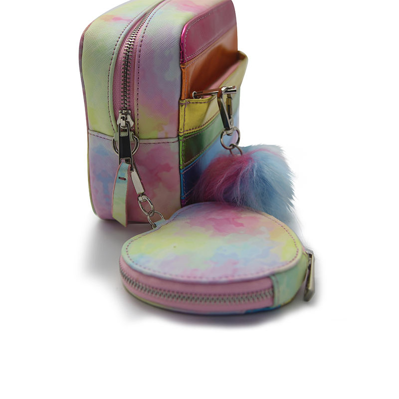 Classic Fashion Rainbow Women Crossbody Bags Square Logo Custom Mini Leather Theft Ladies Cute Cross