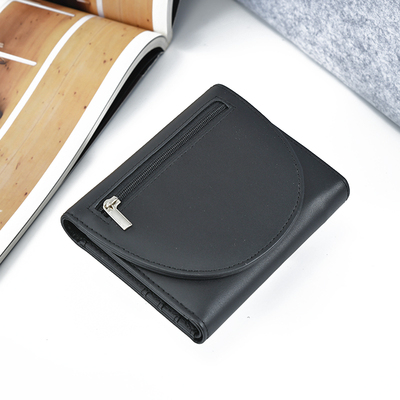 Wholesale Custom RFID Minimalist Classic Foldable RFID Black Slim Zipper Coin Card Holder Wallet Sho