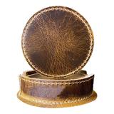 Custom PU Leather Round Cup Mat Tea Drinks Coffee Coaster Set Cup Coaster