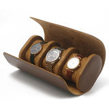 Luxury Watch Boxes Cases Custom Logo Leather Watch 3 Slot Travel Storage Case Box Watch Roll