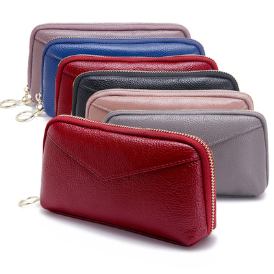 Stylish Women's Wallet Genuine Leather Storage Card Holder Lipstick Phone Coin Purse Wallet