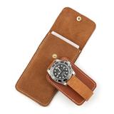 Single Watch Case Brown Velvet Suede Wrist Watch Jewelry Storage Carry Pouches Custom Leather Travel