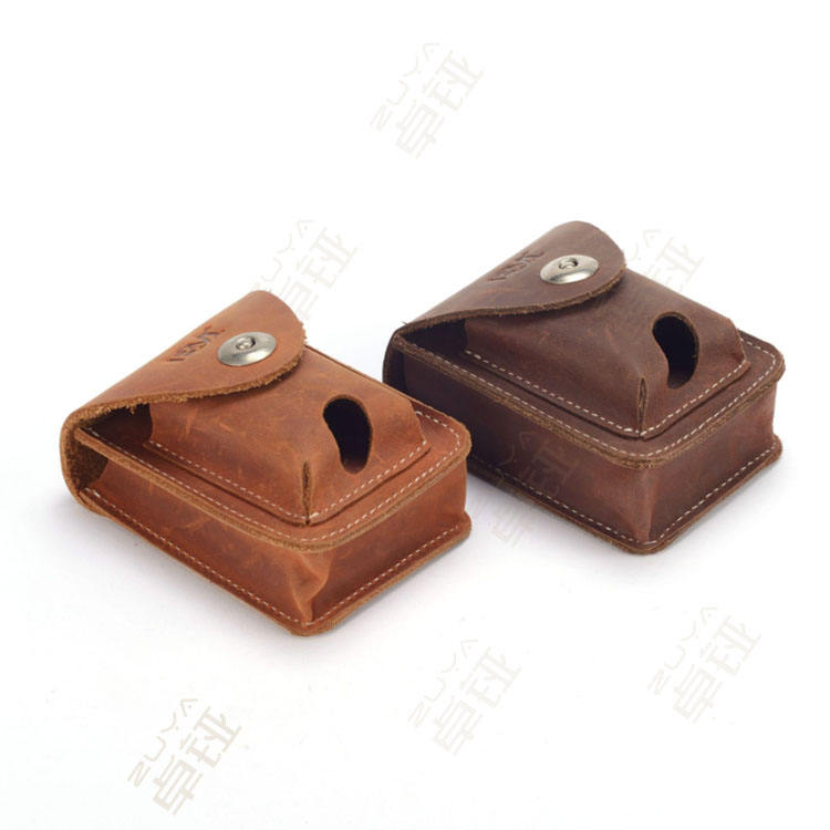 Crazy Horse Leather 20pcs Cigarette Case Genuine Leather Cigarette Cover With Pouch Lighter Holder f