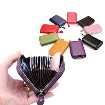 RFID Genuine Leather Cardholder Wallet Classic Card Holder for Women